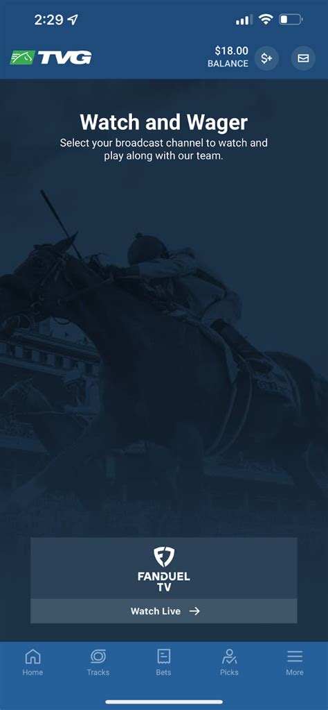 Watching live racing on TVG mobile.